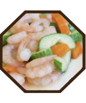 Жареные креветки с овощами (109)