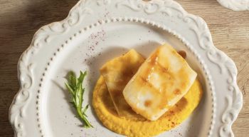 Кальмар с тыквенным пюре